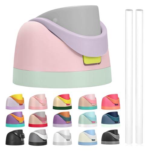 Replacement Lid Contain Straws for Owala Freesip Water Bottle, Compatible with Owala Lid and Cap, Premium Accessories for 16oz 24oz 32oz 40oz Bottles,Leak-Proof,BPA-Free (Pink Gray)