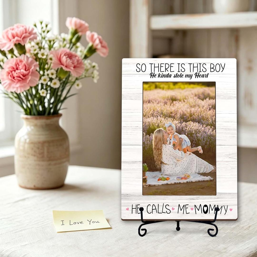 Mothers Day Picture Frame - Mom Picture Frame Boy Mama Gifts - First Mothers Day Gifts Photo Frame For Tabletop Desk Display -A06