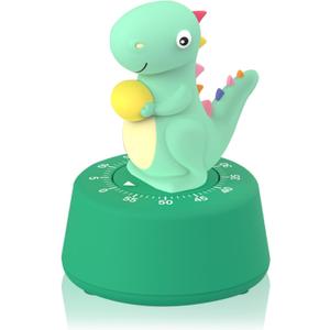 60 Minutes Mechanical Kitchen Timer,Cute Dinosaur Timer for Kids,Wind Up Egg Timer for Cooking,Reading,Classroom and Do Sports. (Light Green)