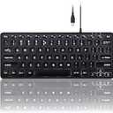 Perixx PERIBOARD-332 Wired Backlit USB Keyboard - Mini 11.22x4.57x0.83 Inches - Slim Scissor Keys with Big Font - White Illuminated LED - US English