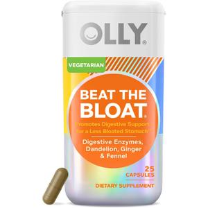 2 x OLLY Beat The Bloat Capsules, Digestive Support Enzymes, Supplement for Women - 25 Count, EXP: 03/26