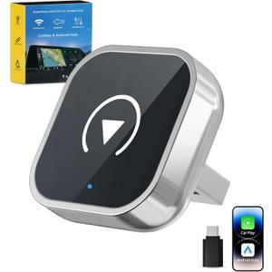 Wireless CarPlay Adapter for iPhone and Android Auto, 2-in-1 Convert Wired to Wireless Car Play Adapter, Plug and Play, No Latency, Fast and Stable Auto Connect, with USB/USB-C