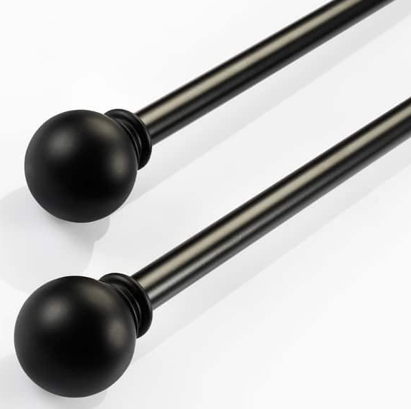 Curtain Rod Black 3 pc, 17"