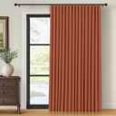 INOVADAY Thermal Sliding Door Curtains 100% Blackout Curtains for Bedroom, Sliding Glass Door Drapes Extra Wide for Patio Linen Textured Farmhouse Window Treatment, Burnt Orange, 1 Panel, W100xL96