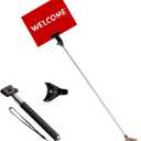 2PCS 7.9-37in Adjustable Stainless Steel Sign Stand, Hand Held Billboard Display Holder for Airports, Welcome Signs & Posters