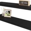 BAMEOS Floating Shelf,24 in Wall Shelf,Decor Wall Mounted Shelves,Hanging Shelf Set for Bathroom Kitchen Living,Kitchen,Room Bedroom Storage,Black, 24x6 2Pcs