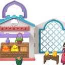 Mattel Disney Wish Micro Doll Playset, Dahlias Rosas Marketplace Portable Set with Dahlia Doll, Star Figure & 9 Accessories, Travel Toy