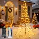 Christmas Tree Lights with 202 LEDs, 6 FT Remote Control Christmas Lights with 8 Lighting Modes, IP67 Waterproof Outdoor Decorations for Outside Indoor Yard Porch (Warm White)