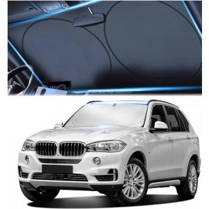 Windshield Sun Shade, Reflective Sunshade for Car Windshield with Mirror Cut-Out, Blocks 99% UV Rays & Keeps Vehicle Cool, Fits Cars, Trucks, SUVs & Vans, Fade-Resistant, (Medium)