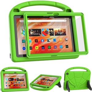Kids Tablet Case for 10.1in Tablets Not Fit for iPad TCL 10.1 inch Tablets, Patamiyari Lightweight Shockproof Kids Case with Screen Protector Handle Stand -Green