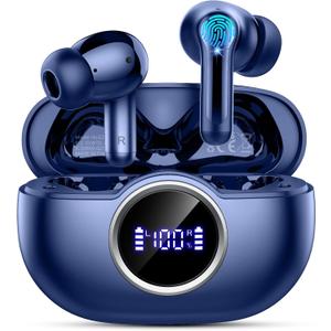Wireless Earbuds, Bluetooth 5.4 Headphone 3D Stereo Bass Ear Bud, 4 ENC Noise Cancelling Mic, 40+Hrs USB-C in-Ear Earphone, IP-X7 Waterproof Headset Sport Workout Gym for Laptop Pad Android iOS