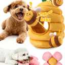 BurgeonNest Dog Toys for Small Dogs,Interactive Plush Squeak Puzzles Chewers to Keep Them Busy,1 Beehive 3 Squeaky Bees,2 Treat Petals,Puppy Xmas Present