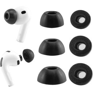 Replacement Memory Foam Ear Tips for AirPods Pro 3 Earbuds, Ultimate Comfort, Compatible with AirPods Pro 3rd Generation 2025, 3 Pairs (Black, Assorted S/M/L)