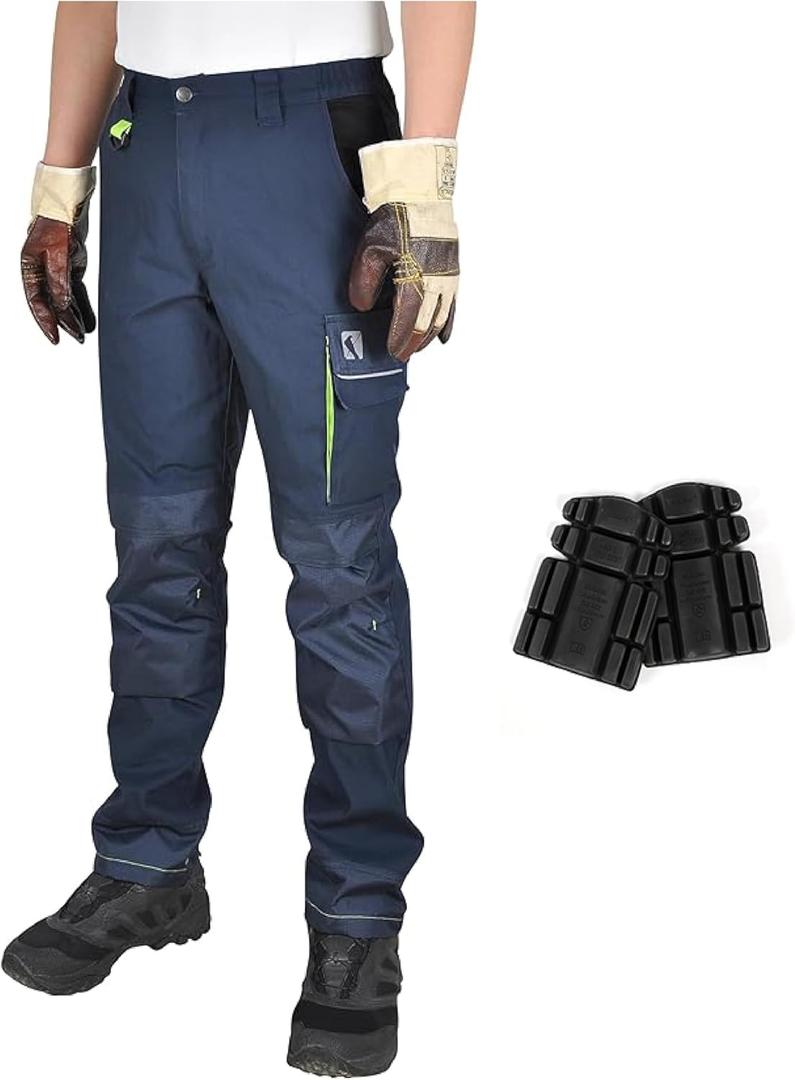 Ellobird Men's Cargo Construction Flex Work Pant for Men Double Knee Reinforcement Stretch Elastic Waistband Tactical Pants (36W x 32L)
