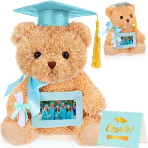 Soulchen 7 Inches Graduation Teddy Bear 2026 Bachelors Gown Plush Bear with Picture Frame Congrats Card Graduate Stuffed Animal Gifts Set for College Grad Preschool Kindergarten(Green)