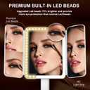 Mocado Makeup Mirror with Lights, 20X/7X/3X Magnifying Mirror with Light,Rechargeable & Height Adjustable Lighted Makeup Mirror,Vanity Mirror with 3 Colors Lights,Detachable Design for Travel(White)