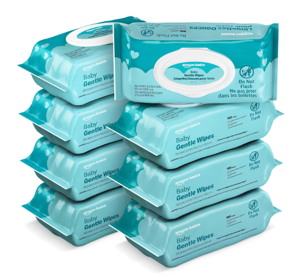 Amazon Brand - Mama Bear Gentle Formulated without Fragrance Baby Wipes, Hypoallergenic, Sensitive Skin, Unscented, 800 Count (8 Packs of 100)