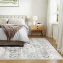 10x14 Area Rugs for Living Room, Machine Washable Non Slip Vintage Rug, Non-Slip Stain Resistant, Large Soft Home Decor Rug for Bedroom Dining Room (Ivory/Gray,10'x14')