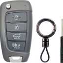 Replacement Key Fob Shell fit for Hyundai Sonata Elantra Tucson Santa Fe Kona Santa Cruz Elantra GT Veloster Accent Flip Key Fob Cover 4 Buttons (4 Buttons)