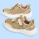 LUCKY STEP Kid's Glitter Fashion Sneakers Sparkly Princess Tennis Bling Shiny Sequins Athletic Walking School Shoes for Children/Boys/Girls, Size 12 Little kids