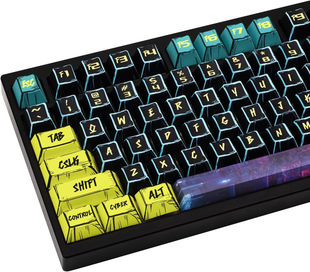 Anime PBT keycaps- Japanese Manga Theme Keycaps Set 150 Keys, Cherry Profile Dye-Sub Custom Keycap Minimalist Style for Cherry Gateron MX Switches Mechanical Keyboards