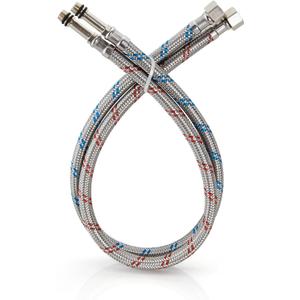 Midanya 24-Inch Long Faucet Water Supply Lines, Braided Stainless Steel Supply Hose 3/8-Inch Female Compression Thread x M10 Male Connector, x 2 Pcs (1 Pair)