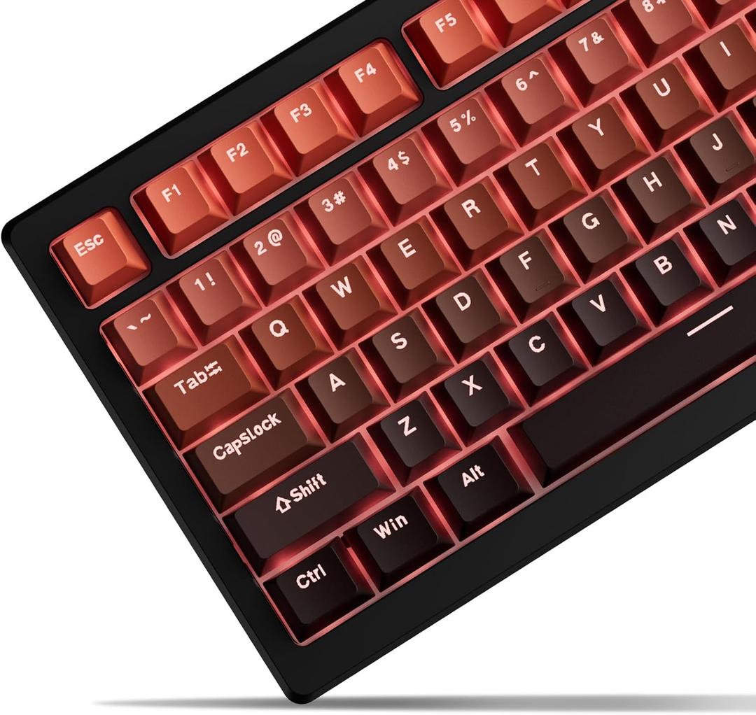 x XVX Shine Through PBT Keycaps, Custom Keycaps 60 75 100 Percent OEM Profile, Doubleshot Key caps Set for 61/64/68/84/87/100/104/108 Gaming Mechanical Keyboard, Gradient Red