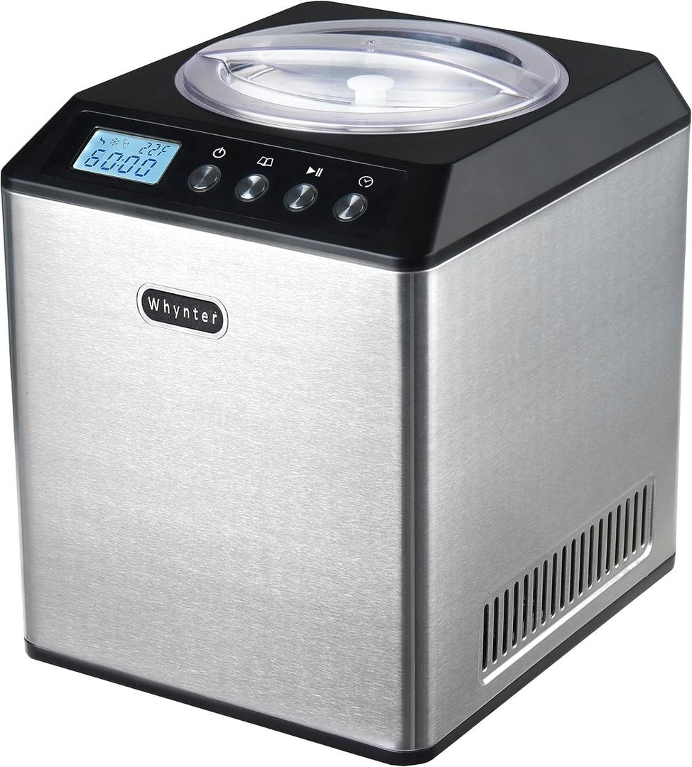 Whynter Ice Cream Maker Machine Automatic 2.1 Qt. Upright with Built-In Compressor, LCD Digital Display & Timer, No Pre-Freezing, ICM-201SB, Stainless Steel Whynter Ice Cream Maker Machine Automatic 2.1 Qt. Upright with Built-In Compressor, LCD Digital Display & Timer, No Pre-Freezing, ICM-201SB, Stainless Steel