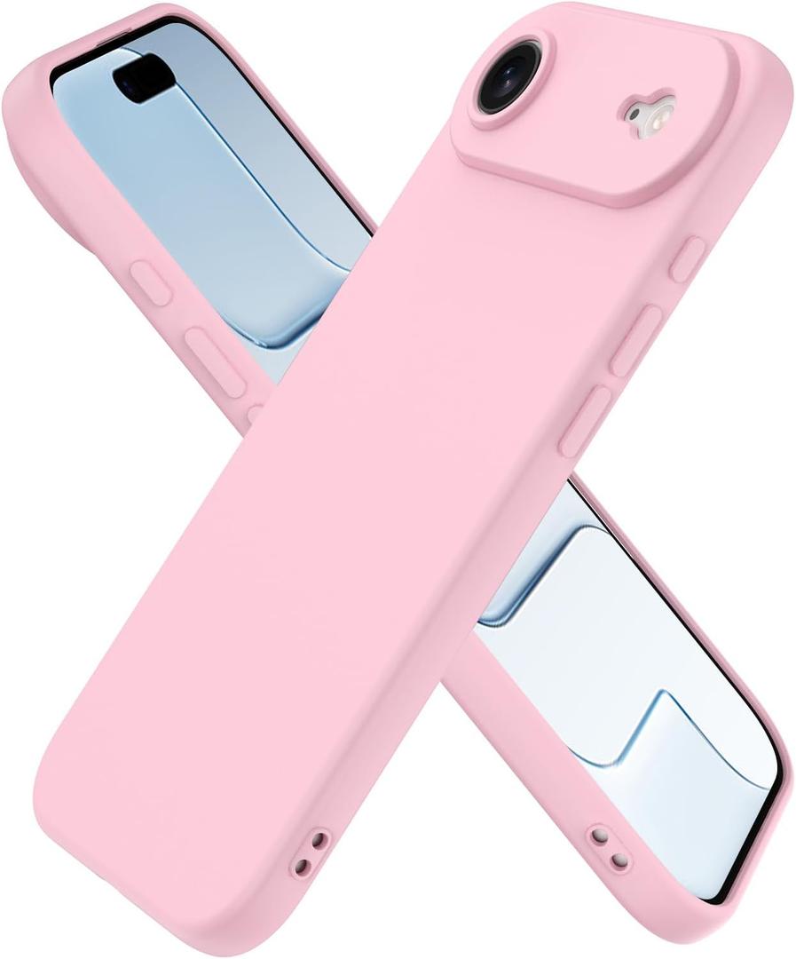 2 x Compatible with iPhone Air Case, Shockproof Liquid Silicone Protective Phone Case with Soft Anti-Scratch Microfiber Lining Ultra Slim Drop Protection Phone Cover (Pink)