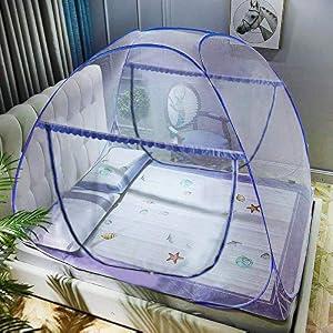 Portable Pop-Up Mosquito Net Tent for Bed Baby Adults Trip, L79 x W71 x H59 inch Large Folding Mosquito Netting with Net Bottom, 2 Entries, Suit for Twin to King Size Bed