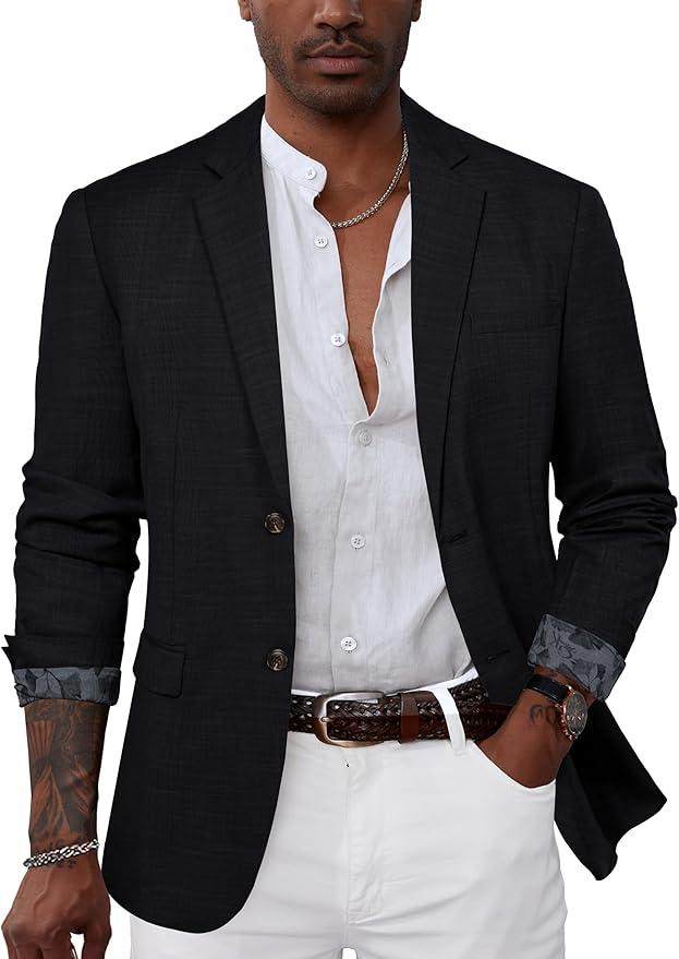 GRACE KARIN Men's Casual Blazer Jacket Slim Fit Notch Lapel Collar Sport Coat (Large)