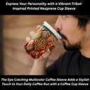 Neoprene Insulated Cup Sleeve for Iced Coffee, Hot & Cold Beverages  Reusable, Washable Drink Holder Cup Sleeve  Anti-Slip, Eco-Friendly, Multi-Color Design (PYRAMID, LARGE)