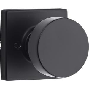 Kwikset Pismo Dummy Door Knob, Single Sided Handle for Closets, French Double Doors, and Pantry, Matte Black Non-Turning Interior Push/Pull Door Knob, with Microban Protection (Square Rose)