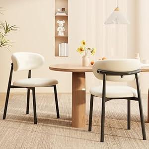 Kitchen Dining Chairs Set of 2 Modern Upholstered Leather Farmhouse Dining Room Chair with Metal Legs