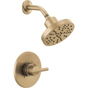 Delta Faucet Nicoli 14 Series Single-Handle Gold Shower Faucet, Shower Trim Kit with 5-Spray H2Okinetic Shower Head, Champagne Bronze 142749-CZ (Shower Valve Included)