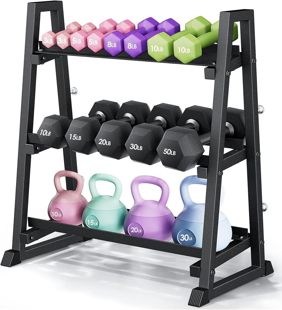Leteuke 3 Tier Dumbbell Rack Stand Only, Heavy Duty 34.33" x 18.7" x 37.09"
