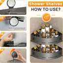 Corner Shower Caddy 2-Pack, Suction Cup Bathroom Shower Organizer with Hooks, No Drilling Rustproof Aluminum Floating Wall Shelf for Inside Shower, Gun Grey (Triangular)
