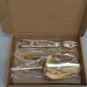 Sieral 4 Pieces Ice Tongs and Scoops Stainless Steel Ice Cube Tong with Teeth Shovel Scoop Buffet Clip Candy Food Kitchen Serving Utensils Set for Cocktail Whiskey Tea Party(Gold)