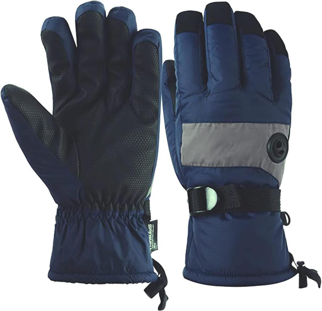 Kids Waterproof Ski Snowboard Gloves Mittens Thinsulate Lined Winter Cold Weather Gloves for Boys and Girls (6/7, Navy)
