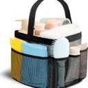 Mesh Shower Caddy Portable for College Dorm Room Essentials for Girls with 9 Pockets,Large-Capacity Shower Basket,Quick Dry Toiletry Tote Bag for Women,Outdoor Gym,Travel,Swim,Beach Camping Essentials (Black)