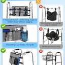 Rhino Valley Walker Bag, Secure Fit Walker Basket with Cup Holder, Large Capacity Foldable Walker Accessories for Seniors, Detachable Folding Walker Pouch Organizer for Older Elderly Gifts, Gray