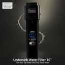 BLACK+DECKER Undersink Water Filter 10 | Reduces CHLORAMINE,Chlorine, Lead, PFAS, Bad Taste, Odor | Under Counter Water Filter Direct Connect to Kitchen Faucet | NSF/ANSI 42 Certified | 1 year