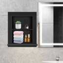 Royxen Recessed Medicine Cabinet 13.8 x 17.8 Inch, Medicine Cabinets, Large Medicine Cabinet, 2-Tier Bathroom Cabinets Wall Mount for Home Storage, Black