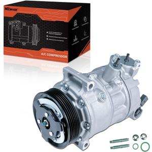 Air Conditioning Compressor & A/C Clutch AC Compressor Pump for VW J-etta for GTI CC for Passat 1.8L 2.0L 2006-2015 Replaces AC Compressor for Car