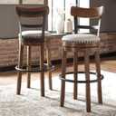 Signature Design by Ashley Valebeck Bar Stool, Rustic Industrial Swivel Barstool With Cushioned Upholstery, Wood & Metal Construction, Kitchen Island Seating, Counter Height, Black
