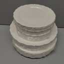U-QE 95 Pieces Ivory Plastic Plates for Party - Ivory Disposable Plastic Plates - Heavy Duty Disposable Platos Including 50 Dinner 10 '' & 45 Dessert 7.5 '' for Weddings