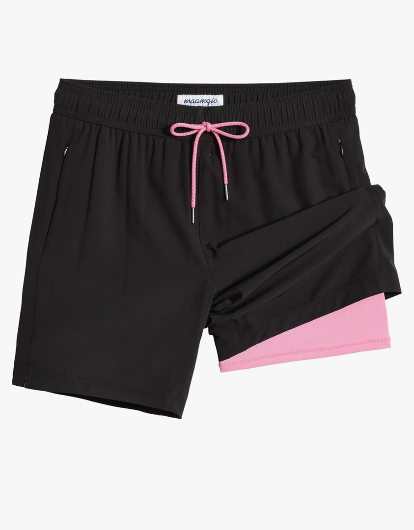 maamgic 2 in 1 Mens Swim Trunks 7 Inch Swim Shorts Swim Suits Board Shorts, L