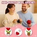 2 x Gifts for Her, Crochet Heart Flowerpot for Wife Girlfriend from Husband Boyfriend Couple Gift Romantic Heart Present Wedding Birthday Gift for Women Men Office Home Decor