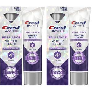 Crest 3D White Brilliance Pro Whitening Toothpaste | Anticavity Fluoride | 4% Hydrogen Peroxide | Pack of 2 | 3.8 oz