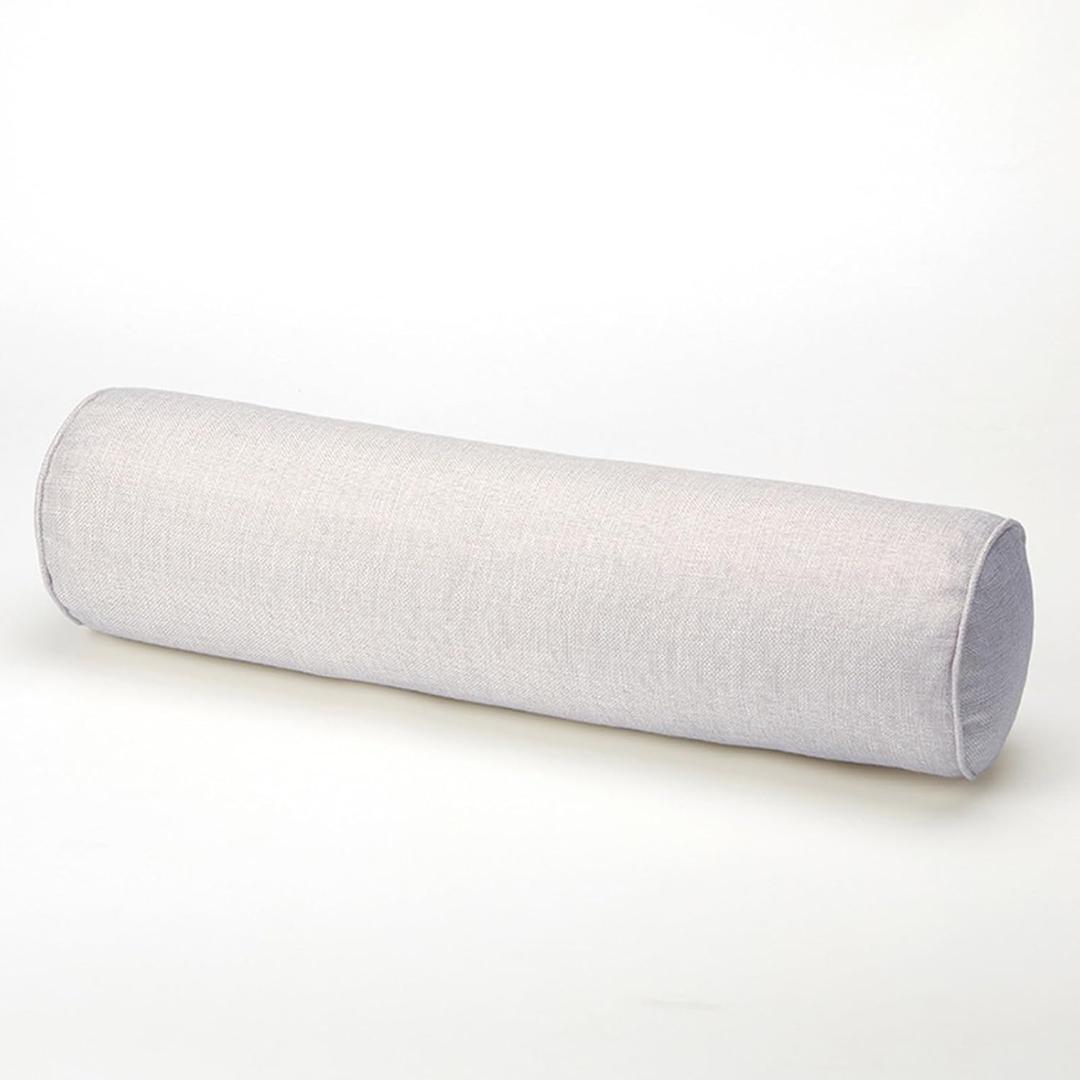Cylinder Round Memory Foam Support Pillows Cervical Neck Roll Pillow with Pillowcase, Imitation Cotton Linen Cushion Home Bedroom(Silver Grey,5.9x15.7in/15x40cm)